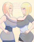 2_girls baosart blonde_hair blue_eyes brown_eyes gigantic_ass gigantic_breasts hourglass_figure naruto_shippuden samui tsunade