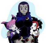  3_girls argent colored dc_comics dc_comics jinx raven_(dc) ravenravenraven teen_titans yuri 