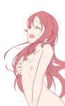 1girl 1girl 1girl azukilib bangs breasts clavicle closed_eyes hand_up high_resolution long_hair love_live!_(series) love_live!_school_idol_project masturbation nipple_tweak nipples nude open_mouth red_hair sakurauchi_riko self_fondle sideways_mouth simple_background small_breasts sweat upper_body white_background