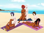 6girls absurd_res alternate_skin_color anoneysnufftan asphyxiation ass bandai_namco bare_breasts barefoot beach beach_towel biohazard blackwashed blonde_hair capcom cloud corpse cowboy_bebop crossover dark-skinned_female dead death dusk_(hex_girls) faye_valentine female_focus female_only hex_girls isabella_valentine jill_valentine killer_lotion long_hair luna_(hex_girls) lying_on_stomach multiple_girls name_connection punishment resident_evil sand scooby-doo scooby-doo_and_the_witch&#039;s_ghost sea short_brown_hair short_red_hair sky soul_calibur thorn_(hex_girls) toes twintails warner_brothers