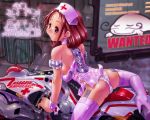 ambulance female glasses human motor_vehicle motorcycle nurse red_cross stockings thighhighs uchuu_teiou uniform vehicle wallpaper