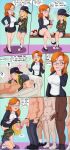 1girl androgynous blonde_hair blush cigarette comic fellatio multiple_boys oral orange_hair shadman smoking trap yaoi