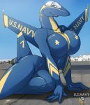  aeromorph airplane anthro blue_angels breasts f/a-18_hornet fa-18_hornet female huge_breasts inani_pelekaimate looking_at_viewer mechie us_navy walter_sache 