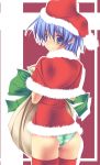  ass ayasaki_hayate blue_hair blush christmas_outfit crossdressing hayate_no_gotoku! looking_back panties ribbon santa_costume santa_hat trap underwear yaoi 