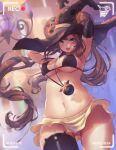  1girl big_breasts blue_eyes bra brown_hair camera_pov camera_view chandelure hair_bun halloween halloween_costume human long_hair looking_at_viewer mitsu_(mitsu_art) necklace nintendo pokemon pokemon_bw2 pussy rosa_(pokemon) twin_tails under_boob witch_hat 