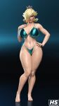  1girl 3d alluring ass big_ass big_breasts bikini blonde_hair blue_eyes female_only hagiwara_studio hair_over_one_eye long_hair looking_at_viewer mario_(series) navel nintendo princess_rosalina rosalina super_mario_bros. swimsuit thick_thighs voluptuous 