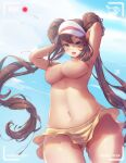  1girl big_breasts blue_eyes breasts brown_hair camera_pov camera_view hair_bun human long_hair looking_at_viewer mitsu_(mitsu_art) nintendo nipples pokemon pokemon_bw2 rosa_(pokemon) topless twin_tails 