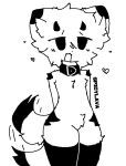 black_and_white boykisser cat collar cute heart hearts_around_body horns open_mouth silly wagging_tail