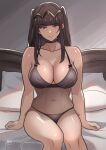  1girl 1girl 1girl 2024 alluring artist_name bed bedroom big_breasts black_eyes black_hair black_lingerie cleavage female_only fire_emblem fire_emblem_awakening hair_ornament high_res ihsnet light-skinned_female light_skin lingerie looking_at_viewer milf nintendo sitting tharja tharja_(fire_emblem) twin_tails watermark 