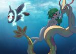  1girl air_bubble censored convenient_censorship female gardevoir generation_3_pokemon ghostth39 green_hair group hair high_res milotic nintendo nude pokemon pokemon_(species) red_eyes ruby_(ghostth39) shiny_pokemon swimming underwater water 