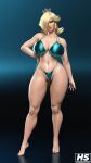  1girl 3d alluring ass big_ass big_breasts bikini blonde_hair blue_eyes female_only hagiwara_studio hair_over_one_eye long_hair looking_at_viewer mario_(series) navel nintendo princess_rosalina rosalina super_mario_bros. swimsuit thick_thighs voluptuous 