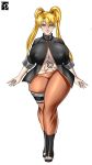 blonde_hair blue_eyes body_markings facial_mark full_body genderswap genderswap_(mtf) naruko naruto_shippuden naruto_uzumaki sexydarkbr standing tall_image twin_tails voluptuous