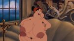  belly_bulge black_eyes black_hair carlotta chris_bryer disney futanari gigantic_ass gigantic_breasts looking_to_the_side maid maid_headdress photoshop smile the_little_mermaid 