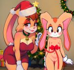 1girl 2023 :3 ai_generated anthro anthro_only areola areola bedroom_eyes bell bell_collar blt_killer blush blush_lines blushing_at_viewer bow bunny bunny_girl bunny_tail christmas christmas_outfit christmas_tree cleft_of_venus clothed_female_nude_female collar collarbone cream_the_rabbit cub daughter dress duo female_only functionally_nude fur furry furry_female furry_only genitals gift gloves high_res high_res high_resolution holding_object housewife humanoid_genitalia humanoid_pussy indoors inside lagomorph lagomorph_humanoid leporid long_ears looking_at_viewer mammal medium_breasts milf milf mobian mostly_nude mother_&_daughter mother_and_child multicolored_body multicolored_ears multicolored_face multicolored_fur multiple_girls nervous nervous_smile nipples orange_eyes pink_nipples pussy pussy rabbit red_clothing red_dress ribbon santa_hat seductive seductive_eyes seductive_look sega sega short_tail shy small_breasts smile sonic_the_hedgehog_(series) stable_diffusion standing tail tan_body tan_fur tight_clothing two_tone_body two_tone_ears two_tone_fur uncensored vanilla_the_rabbit white_countershading white_fur white_gloves younger_female