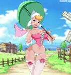  blonde_hair blue_eyes cleavage corset disney huge_breasts katrina_van_tassel mshowllet outside panties stockings the_adventures_of_ichabod_and_mr._toad voluptuous 