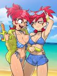  2_girls annoyed annoyed_expression beach centinel303 clone earrings foster&#039;s_home_for_imaginary_friends frankie_foster imaginary_frankie older older_female red_hair sunglasses water_gun wink young_adult 