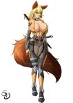 armor blonde_hair blue_eyes body_markings facial_mark fox_ears fox_girl fox_tail full_body genderswap genderswap_(mtf) kunoichi naruko naruto_shippuden naruto_uzumaki ninja sexydarkbr standing sword tall_image voluptuous