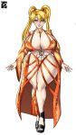 blonde_hair blue_eyes body_markings facial_mark full_body genderswap genderswap_(mtf) naruko naruto_shippuden naruto_uzumaki sexydarkbr standing tall_image twin_tails voluptuous