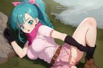  1girl ai_generated blue_eyes bulma_(dragon_ball) bulma_brief dragon_ball dragon_ball_z female_only green_hair karmino medium_breasts medium_hair solo_female 