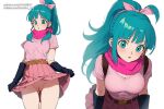  1girl ai_generated blue_eyes bulma_(dragon_ball) bulma_brief dragon_ball dragon_ball_z female_only green_hair karmino medium_breasts medium_hair solo_female 