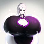  facial_mark gigantic_ass gigantic_breasts hourglass_figure purple_eyes qipao rwby salem_(rwby) white_hair white_skin 