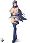  1girl armor black_hair female_only full_body hinata_hyuuga huge_breasts kunoichi long_hair naruto_shippuden ninja purple_eyes sexydarkbr standing sword tall_image voluptuous 