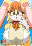 beach_background big_breasts bikini_top female_only gloves neckwear pale_chest prezer0 sega sonic_(series) sonic_the_hedgehog_(series) vanilla_the_rabbit