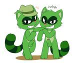 anthro anthro_only balls furry green_fur happy_tree_friends hat lifty_(htf) male male_only oob_(artist) penis raccoon shifty_(htf) smile text