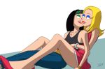 2_girls american_dad caressing female_only francine_smith hayley_smith sitting tdf tdf_(pixiv) yuri