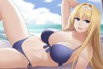 1girl 3:2_aspect_ratio alice_schuberg alluring aslind_samure aslindsamure bikini blonde blue_eyes breasts high_resolution sword_art_online sword_art_online:_alicization