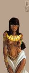 1girl alternate_version_available black_hair bodypaint breasts dark-skinned_female dark_skin egyptian egyptian_clothes egyptian_eyeliner egyptian_female egyptian_mythology egyptian_queen female female_only jewelry kumbhker nerashi nipples simple_background solo_female topless topless_female