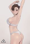 1girl 1girl 1girl armpits ass big_ass big_breasts blush bra breasts brown_eyes brown_hair chun-li clothed clothed_female donburikazoku female_focus female_only long_hair mature mature_female panties side_view solo_female solo_focus street_fighter tagme thong underwear video_game_character video_game_franchise white_background