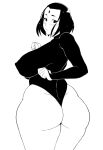 1girl 1girl 1girl ass big_ass big_breasts big_breasts breasts cleavage dat_ass dc_comics female_only huge_ass khexxi monochrome rachel_roth raven_(dc) teen_titans