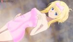 alice_schuberg alluring blonde_hair blue_hair blvckarth hot_spring insanely_hot onsen pink_towel sword_art_online towel towel_around_waist