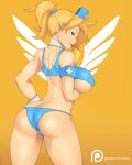 1girl big_breasts blizzard_entertainment blonde_hair blue_eyes breasts female_only mercy_(overwatch) nipples nurse overwatch smile ttrop video_games