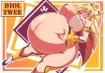 1girl blonde_hair breasts diol_twee female gigantic_breasts glasses huge_breasts konami no_panties otomedius pregnant raion-san red_eyes solo thick_thighs thighs wide_hips xexex