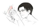 2boys artist_request attack_on_titan black_and_white levi_(attack_on_titan) levi_ackerman male male_only penis shingeki_no_kyojin yaoi yaoi