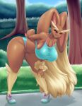 big_ass big_breasts lopunny mleonheart park spread_legs workout workout_clothes