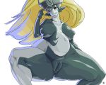 1girl anus big_breasts blonde_hair breasts fat_mons grin helmet hips imp large_breasts long_hair midna monster_girl nintendo nude okiyo pointy_ears pregnant pussy red_eyes simple_background smile solo the_legend_of_zelda the_legend_of_zelda:_twilight_princess thick_thighs thighs twilight_princess uncensored white_background wide_hips