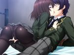  1girl ass bdsm black_hair black_legwear blazer bondage bound clothed_masturbation clothes female femdom fingering fingering_through_clothes game_cg hair hand_on_another&#039;s_chest jacket joker_(joker-shisen_no_hate_no_doukeshi) joker_-shisen_no_hate_no_doukeshi- kiss kissing kuryuu_supika masturbation masturbation_through_clothing neck_tie necktie oryou panties panties_under_pantyhose pantyhose plaid plaid_skirt purple_eyes pussy_juice pussy_juice_stain rape reverse_rape rope school_uniform serafuku skirt sweat thighband_pantyhose through_clothes tied_up tongue underwear upskirt wet wet_clothes wet_panties 