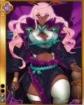  1girl artist_request big_breasts bracelet breasts dark_skin gourd itou_ittousai_(sengoku_bushouki_muramasa) jewelry jpeg_artifacts katana large_breasts long_hair official_art parted_lips pink_eyes rope sayagata sengoku_bushouki_muramasa solo sword weapon 