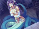  1girl bracelet breast_hold breasts bridal_gauntlets bubuzuke censored fingering game_cg jewelry lamia lamia_hygieia long_tongue lots_of_jewelry mamonomusume_to_no_seikatsu mamonomusume_to_no_seikatsu_~ramia_no_baai~ masturbation monster_girl pussy scales self_fondle solo tongue twin_tails twintails 