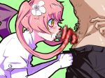  /pol/ 1boy 1girl 4chan censored demon_wings ebola ebola-chan female hat jcm2 long_hair nurse nurse_cap oral pale_skin pink_hair solo_focus wings yandere 