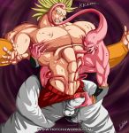  2boys bara blonde blush buu dragon_ball_z gay hotcha human male male_only multiple_boys muscle restrained yaoi 