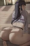 1boy 1girl 1girl 2021 artist_signature ass ass_focus ass_shot back back_view big_breasts black_hair bottomless bottomless_female bubble_butt feet female_focus female_only high_res high_res high_resolution hinata_hyuuga hips huge_ass kneel lavender_eyes light_blush long_hair looking_at_viewer looking_back looking_over_shoulder naruto naruto_(series) naruto_shippuden shexyo soles solo_female solo_focus tagme wide_hips