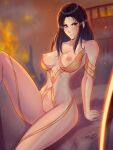 1girl 1girl 1girl 1girl accidart black_hair blurry_background breasts female_only long_hair nude nude_female pussy skinsuit solo_female solo_focus stellar_blade tachy_(stellar_blade)