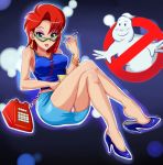  1girl blush breasts female ghost ghostbusters glasses human janine_melnitz panties panty_shot pantyshot red_hair sigurd_hosenfeld sigurdhosenfeld suggestive tight_clothing upskirt 