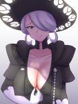 bedroom_eyes black_dress black_hair blue_eyes cogito_(pokemon) kiteman_(pixiv) large_breasts milf naughty_face pokemon_(game) pokemon_legends:_arceus purple_hair sexy sexy_ass sexy_body sexy_breasts