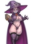 1girl 1girl 1girl alternate_costume big_breasts black_legwear book boots breasts cape cleavage dc_comics dc_comics female_only female_solo forehead_jewel gloves grey_skin hat high_res high_resolution highleg highleg_panties holding holding_book holding_object kelvin_hiu navel no_bra panties purple_cape purple_eyes purple_footwear purple_gloves purple_hair purple_panties raven_(dc) stockings teen_titans thick_thighs thigh_bulge thigh_high_boots thighhighs_under_boots thighs under_boob underwear walking white_background wide_hips witch_hat