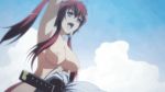 16:9_aspect_ratio 1girl 1girl arms_(company) big_breasts blue_eyes bouncing_breasts breasts cleavage gif gif hyakka_ryouran_samurai_bride hyakka_ryouran_samurai_girls long_hair nipples open_mouth red_hair screen_capture wind yagyuu_juubei_(hyakka_ryouran)